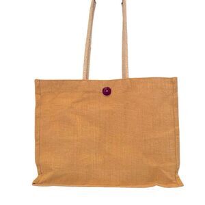 Jute Burlap Beach Market Tote Bag with Rope Handles - Lightweight,